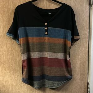 SHEIN Colorblock striped t-shirt/ Size XL 12
